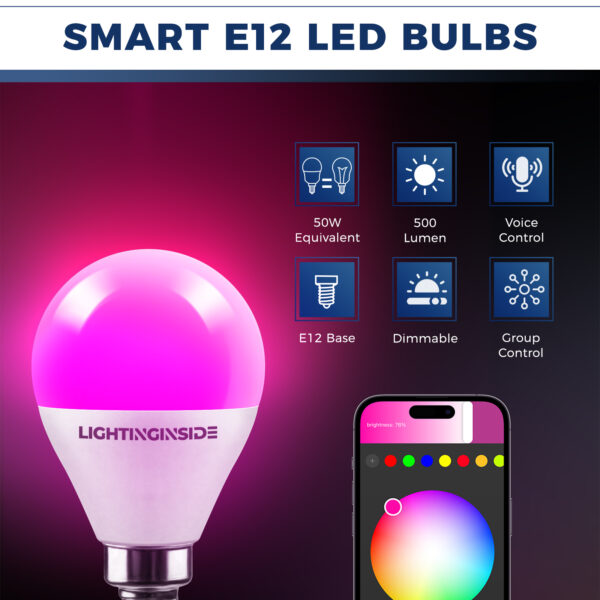 Smart Light Bulbs, WiFi G16.5 Candelabra E12 Smart Bulbs Work with