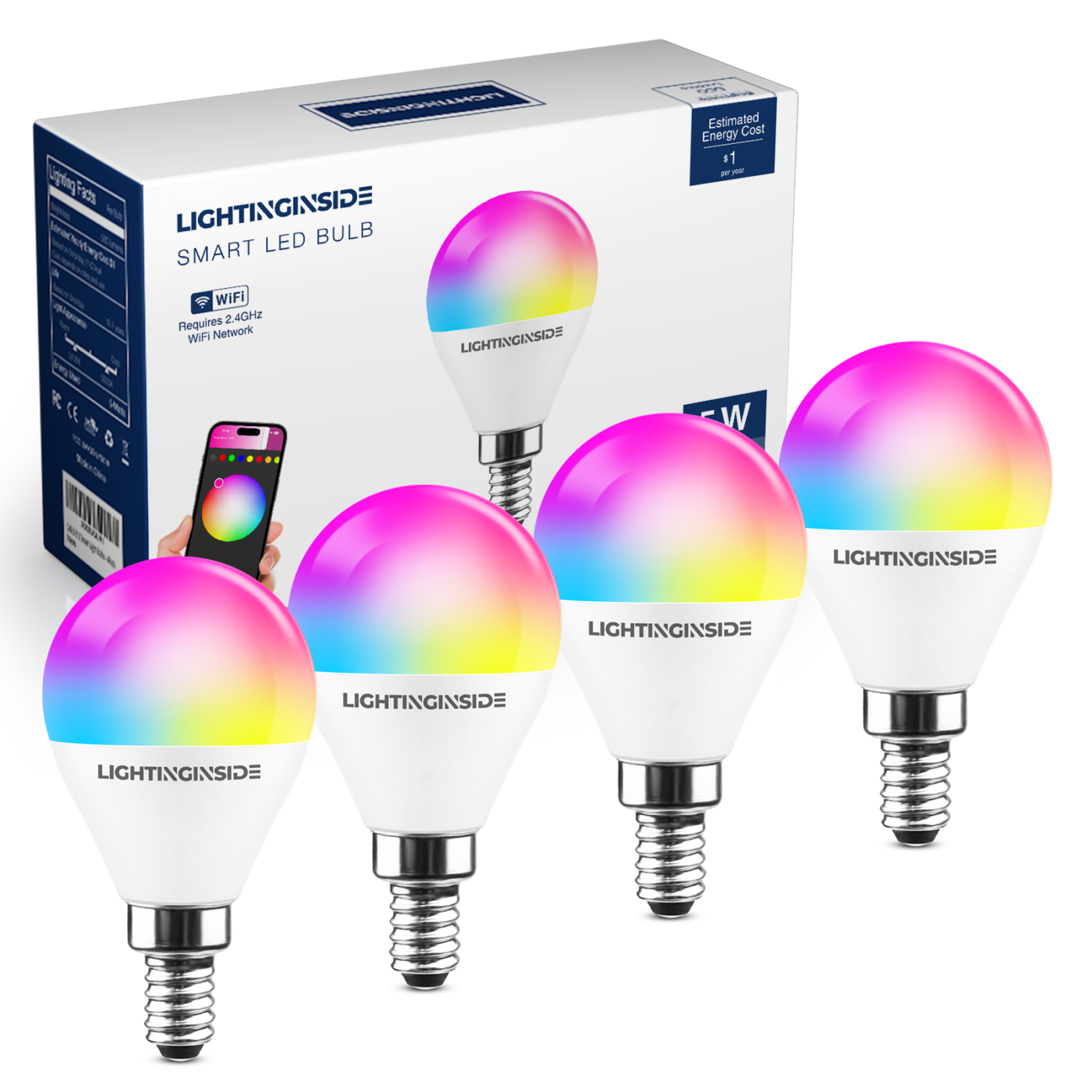 Smart Light Bulbs, WiFi G16.5 Candelabra E12 Smart Bulbs Work with Alexa and Google Home, 50